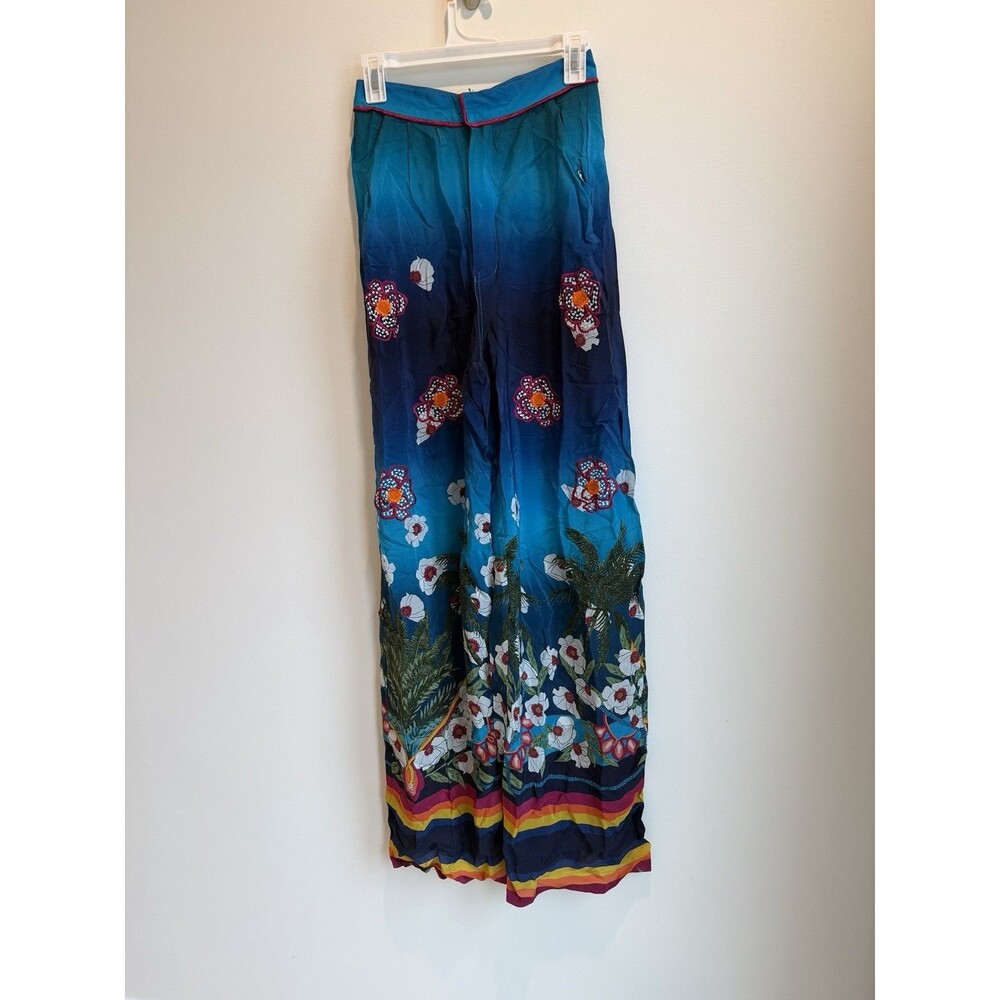 TAJ By Sabrina Crippa - Small - Flowy Pants With Floral And Rainbow Detail - NWT